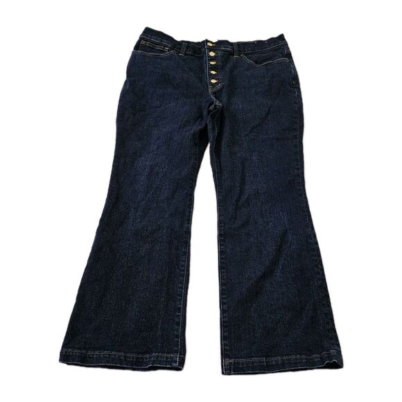 Madewell Jeans Womens 32 Blue Mid Rise Kick Out Flare Button Fly Larkspur - Picture 1 of 12